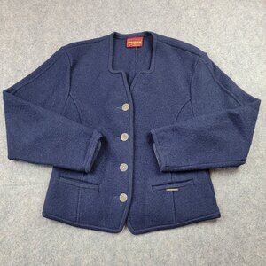 Geiger Collection Navy Blue Wool Button Front Jacket Women’s 38 Classic